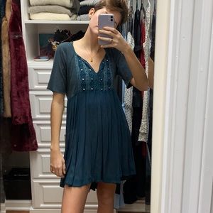 Free People blue embroidered dress